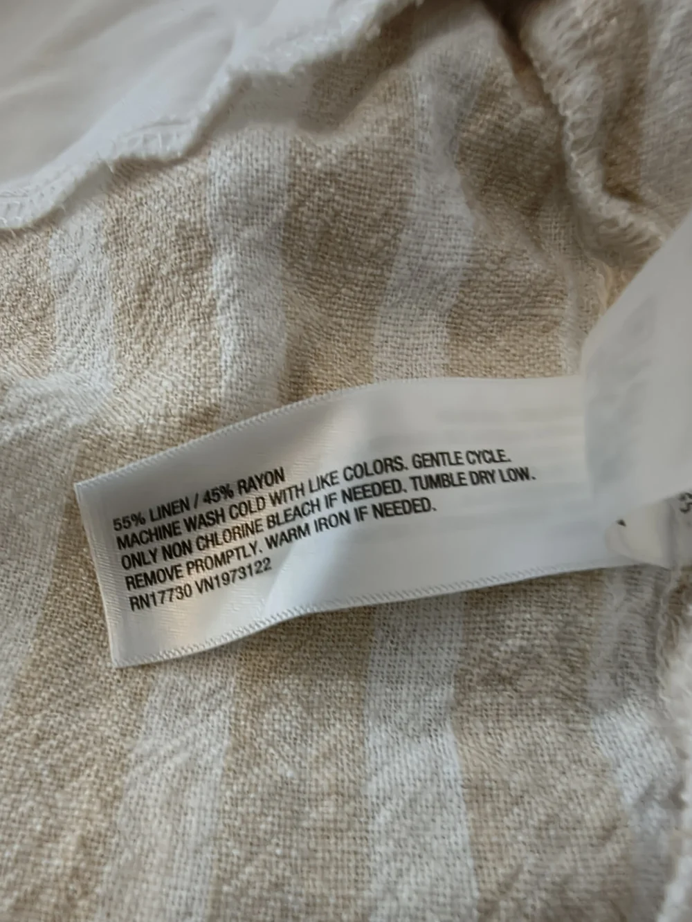 Beige and White Linen-Rayon Dress